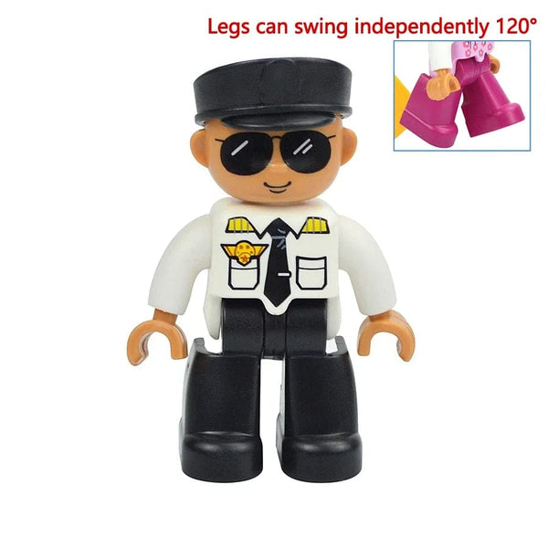 Planet Gates Captain Figures Dolls Big Size Building Blocks Family Action Workers Doctor Police Farmer Compatible Large Bricks Duploes Kid Toys