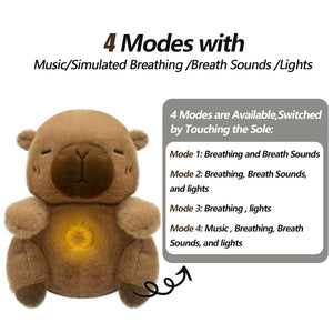 Planet Gates Capybara Brown / 25cm-32cm 4 MODES Original Plush Capybara and Otter Toy Sleeping Time Baby Breathing Anxiety Relief Capybara Sensory Toys with Hug Stuffed