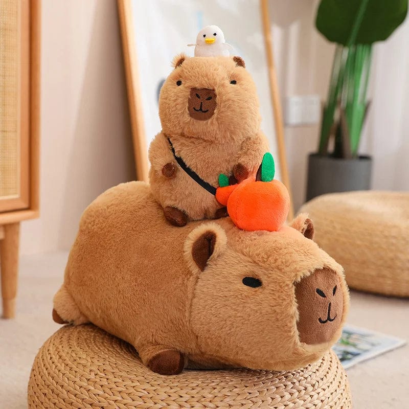 Planet Gates Capybara Plush Toy Simulation Capibara with Fruits Fluffy Doll Stuffed Animals Bubble Pendant Funny Gift for Christmas
