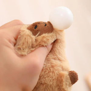 Planet Gates Capybara Plush Toy Simulation Capibara with Fruits Fluffy Doll Stuffed Animals Bubble Pendant Funny Gift for Christmas