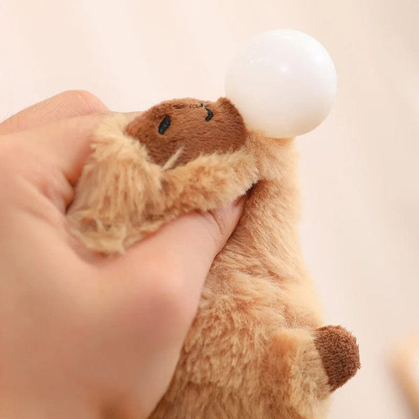 Planet Gates Capybara Plush Toy Simulation Capibara with Fruits Fluffy Doll Stuffed Animals Bubble Pendant Funny Gift for Christmas