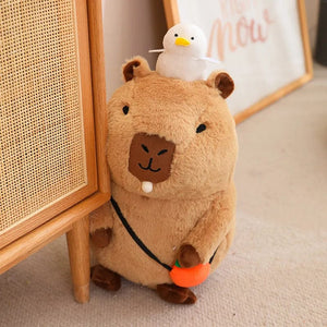Planet Gates Capybara Plush Toy Simulation Capibara with Fruits Fluffy Doll Stuffed Animals Bubble Pendant Funny Gift for Christmas