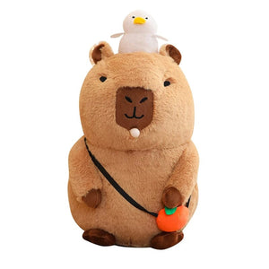 Planet Gates Capybara Plush Toy Simulation Capibara with Fruits Fluffy Doll Stuffed Animals Bubble Pendant Funny Gift for Christmas