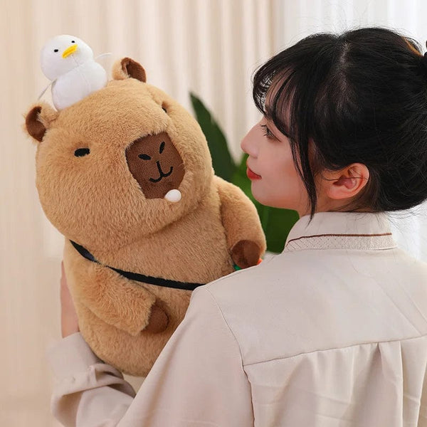 Planet Gates Capybara Plush Toy Simulation Capibara with Fruits Fluffy Doll Stuffed Animals Bubble Pendant Funny Gift for Christmas