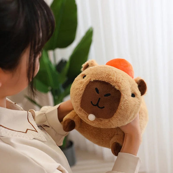 Planet Gates Capybara Plush Toy Simulation Capibara with Fruits Fluffy Doll Stuffed Animals Bubble Pendant Funny Gift for Christmas
