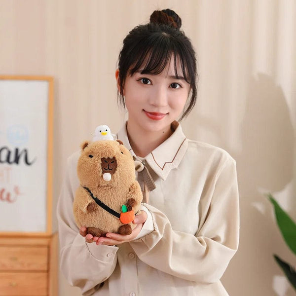 Planet Gates Capybara Plush Toy Simulation Capibara with Fruits Fluffy Doll Stuffed Animals Bubble Pendant Funny Gift for Christmas