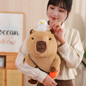 Planet Gates Capybara Plush Toy Simulation Capibara with Fruits Fluffy Doll Stuffed Animals Bubble Pendant Funny Gift for Christmas