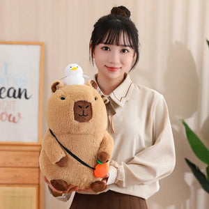 Planet Gates Capybara Plush Toy Simulation Capibara with Fruits Fluffy Doll Stuffed Animals Bubble Pendant Funny Gift for Christmas