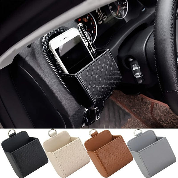 Planet Gates Car Air Vent Hanging Storage Box Mobile Phone Bag PU Leather Car Mobile Phone Holder Car Interior Accessories