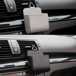 Planet Gates Car Air Vent Hanging Storage Box Mobile Phone Bag PU Leather Car Mobile Phone Holder Car Interior Accessories
