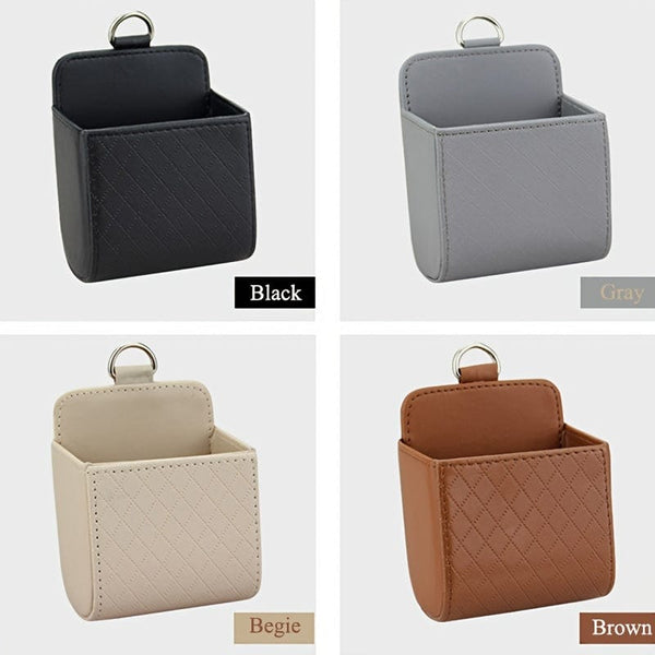 Planet Gates Car Air Vent Hanging Storage Box Mobile Phone Bag PU Leather Car Mobile Phone Holder Car Interior Accessories