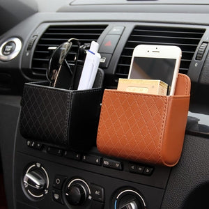Planet Gates Car Air Vent Hanging Storage Box Mobile Phone Bag PU Leather Car Mobile Phone Holder Car Interior Accessories