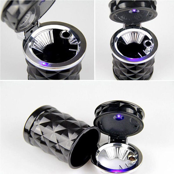 Planet Gates Car Ashtray With LED Light Rhinestone Ashtray Car Smokeless Smoke Cup Holder Storage Auto Accessories