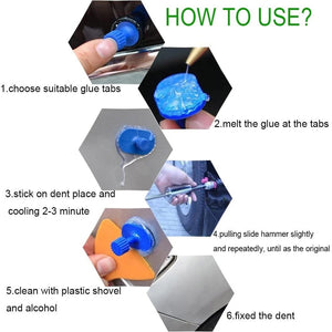 Planet Gates Car Body Dent Repair Tool Kit with Slide Hammer T-bar Dent Puller Suction Cup Mechanic for Automobile Hail Dent Remover