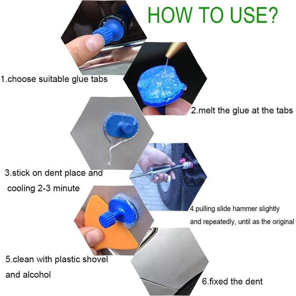 Planet Gates Car Body Dent Repair Tool Kit with Slide Hammer T-bar Dent Puller Suction Cup Mechanic for Automobile Hail Dent Remover