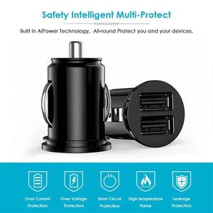 Planet Gates Car Charger Phone Charger Compact Cigarette Lighter USB Charger Adapter 12-24V 2-Hole USB Interface for iPhone