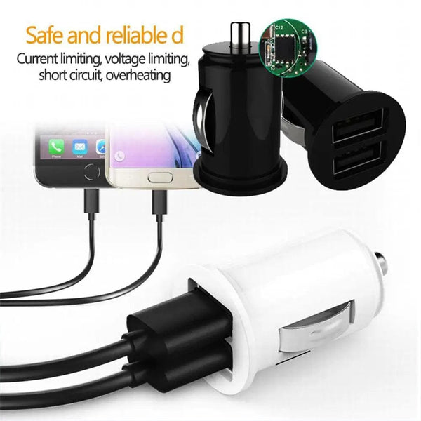 Planet Gates Car Charger Phone Charger Compact Cigarette Lighter USB Charger Adapter 12-24V 2-Hole USB Interface for iPhone