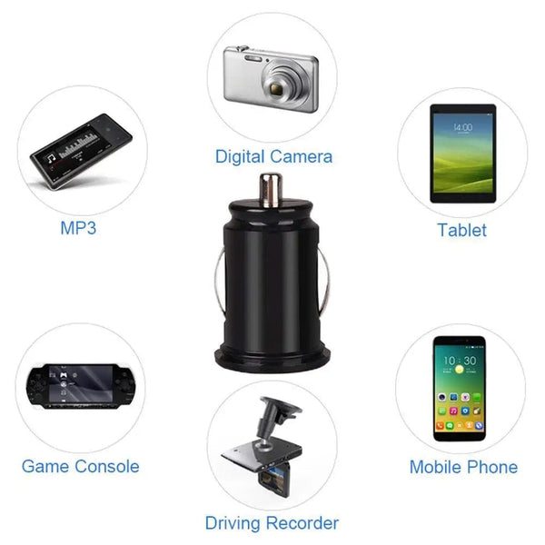 Planet Gates Car Charger Phone Charger Compact Cigarette Lighter USB Charger Adapter 12-24V 2-Hole USB Interface for iPhone