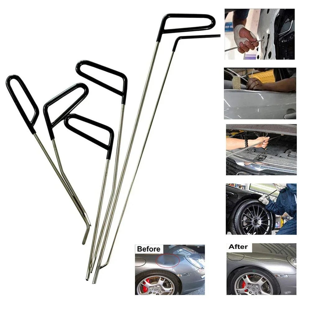 Planet Gates Car Dent Repair Hooks Stainless Steel Push Rods Crowbar Tools Kit For Dents Hail Damage Removal Automotive Accessories