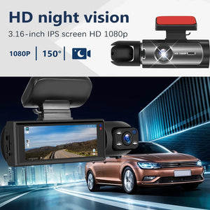 Planet Gates Car DVR Wide-angle 2-record High-definition Night Vision 1080P Driving Recorder Suction Cup 2-lens Car Front and inside Video