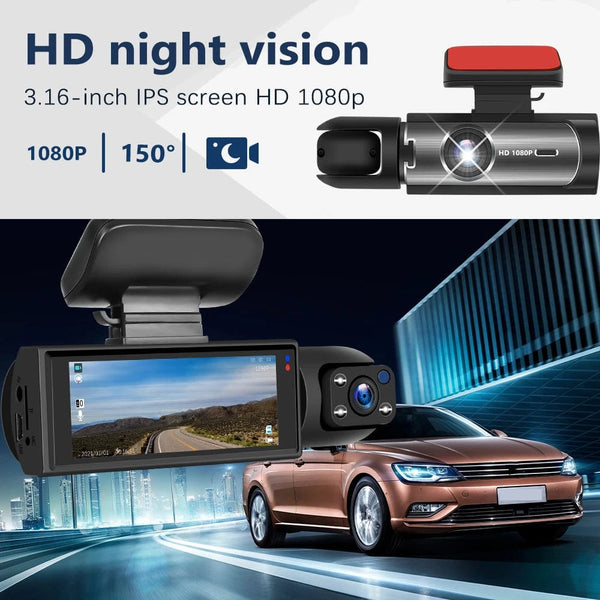 Planet Gates Car DVR Wide-angle 2-record High-definition Night Vision 1080P Driving Recorder Suction Cup 2-lens Car Front and inside Video