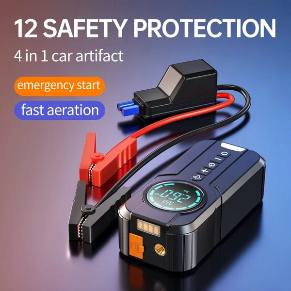 Planet Gates Car Jump Starter Air Pump Power Bank Lighting Portable Air Compressor 4 In 1 Cars Battery Starters Starting Auto Tyre Inflator
