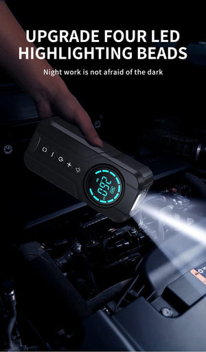Planet Gates Car Jump Starter Air Pump Power Bank Lighting Portable Air Compressor 4 In 1 Cars Battery Starters Starting Auto Tyre Inflator
