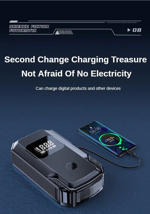 Planet Gates Car Jump Starter Power Bank Air Pump Multi-function Air Compressor Inflator Portable Battery Starter Car Electrical Appliances