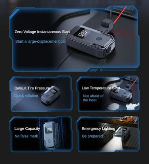 Planet Gates Car Jump Starter Power Bank Air Pump Multi-function Air Compressor Inflator Portable Battery Starter Car Electrical Appliances