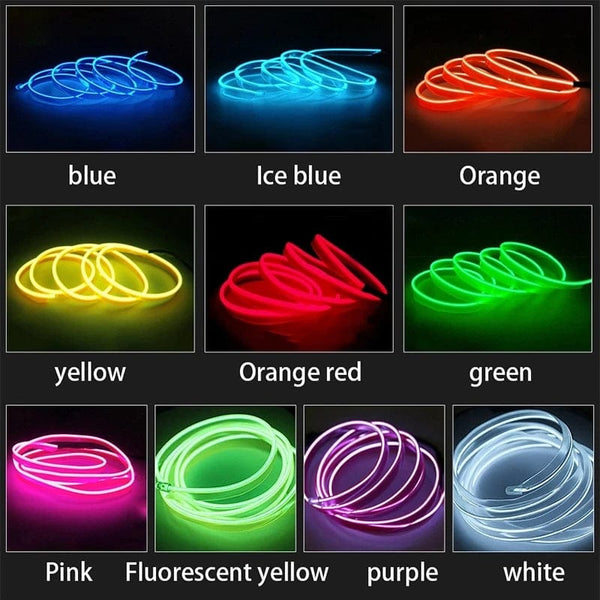 Planet Gates Car LED Strip EL Wire Rope Tube USB Switch Cigarette Car Ambient Light Neon Light Garland Decoration Flexible Led Tube Auto Led