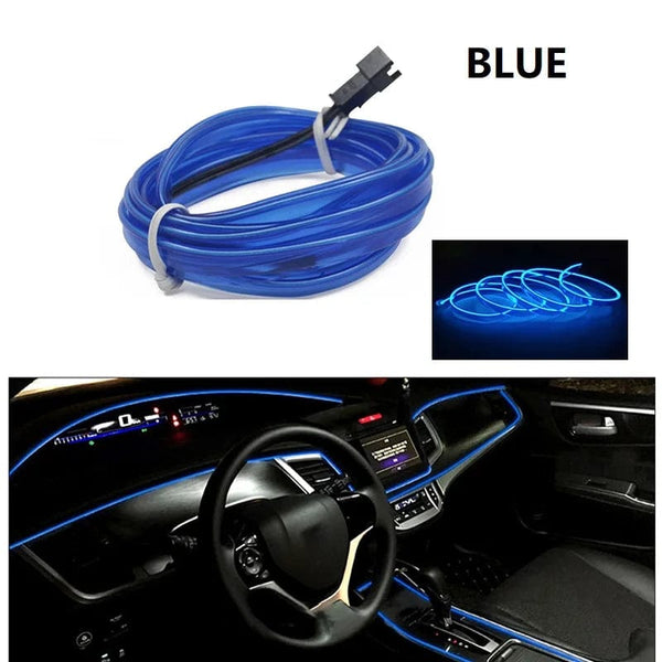 Planet Gates Car LED Strip EL Wire Rope Tube USB Switch Cigarette Car Ambient Light Neon Light Garland Decoration Flexible Led Tube Auto Led
