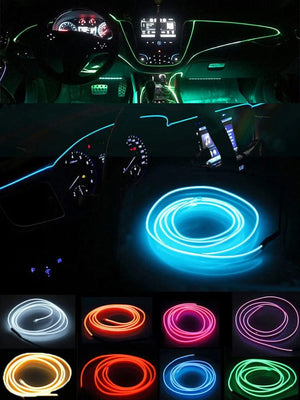 Planet Gates Car LED Strip EL Wire Rope Tube USB Switch Cigarette Car Ambient Light Neon Light Garland Decoration Flexible Led Tube Auto Led