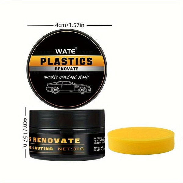 Planet Gates Car Plastic Parts Repair Wax, Crystal Coating Wax, Brightener, For Black Car Interior Renovation, Whitening Scratches Repair Wax