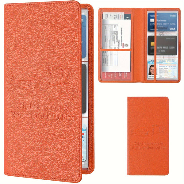 Planet Gates Car Registration & Insurance Card Holder For Men And Women, Auto Glove Box Organizer Document Wallet Faux Leather Manual Folder