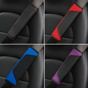 Planet Gates Car Seat Belt Cover Carbon Fiber Faux Leather Seat Belt Pad Holder Universal Auto Seat Belt Covers Shoulder Protection Car Interior Accessories