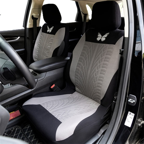 Planet Gates Car Seat Cover Full Set, Red Universal Butterfly Pattern Embroidery Auto Seat Cover Set