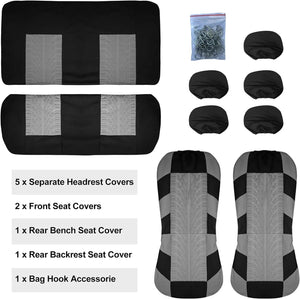 Planet Gates Car Seat Covers Full Set Front Split Rear Bench For Car Universal Cloth SUV Sedan Van Automotive Interior Covers