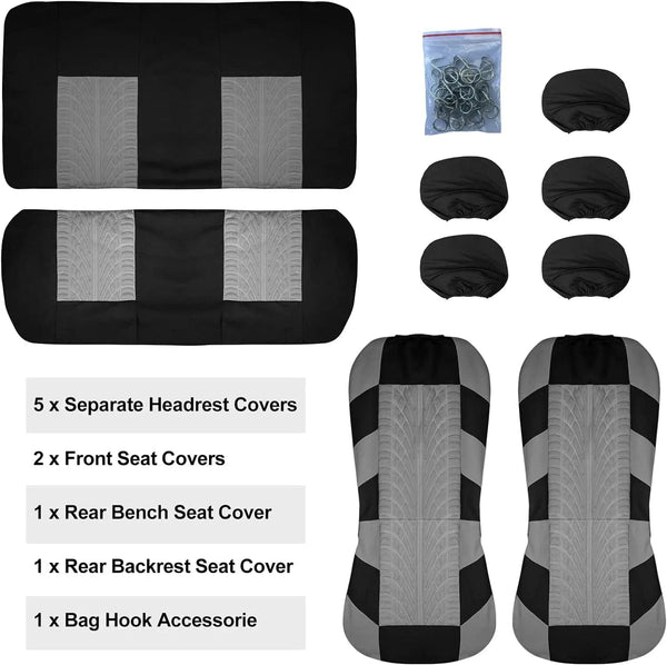 Planet Gates Car Seat Covers Full Set Front Split Rear Bench For Car Universal Cloth SUV Sedan Van Automotive Interior Covers