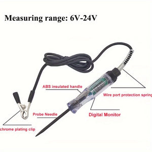 Planet Gates Car Test Pen Circuit Tester, DC Truck Voltage Digital Display Long Probe Pen With Light, Automotive Diagnostic Tools Auto Repair Tool