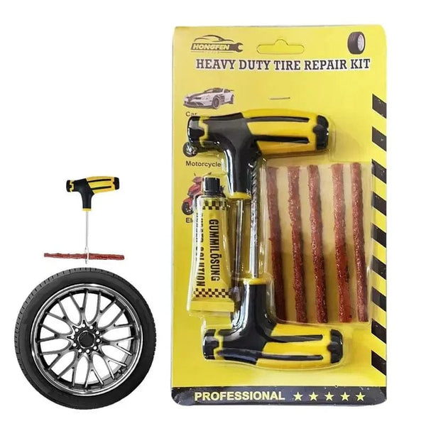 Planet Gates Car Tire Puncture Plugs Vacuum Tire Pass Emergency Repair Tools Glue Strips Glue Quick Repair Tire Repair Kit Patch Tool Set