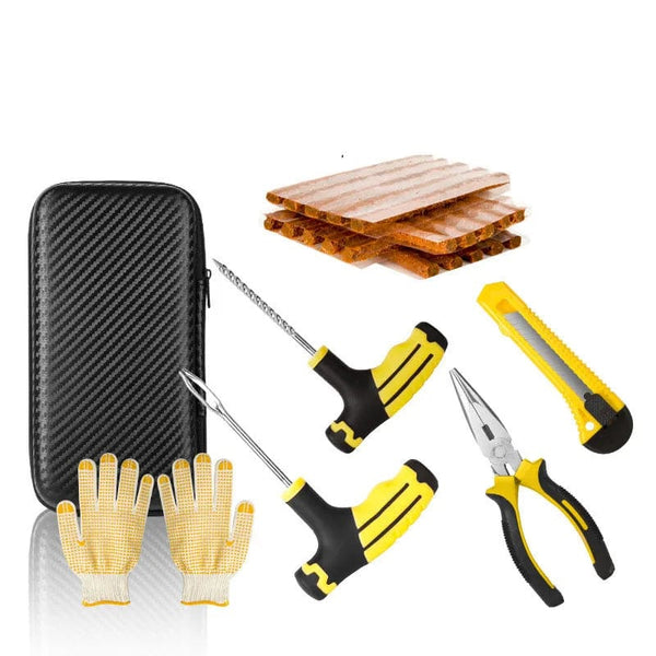 Planet Gates Car Tire Puncture Plugs Vacuum Tire Pass Emergency Repair Tools Glue Strips Glue Quick Repair Tire Repair Kit Patch Tool Set