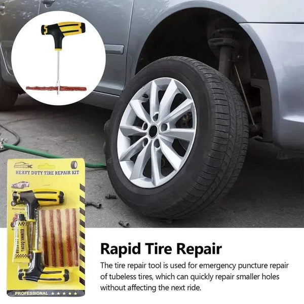 Planet Gates Car Tire Puncture Plugs Vacuum Tire Pass Emergency Repair Tools Glue Strips Glue Quick Repair Tire Repair Kit Patch Tool Set