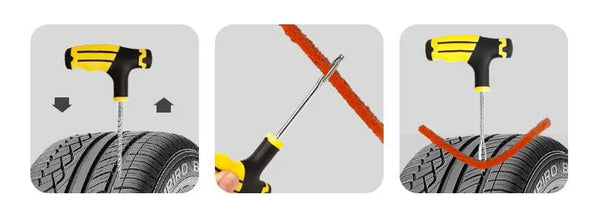 Planet Gates Car Tire Puncture Plugs Vacuum Tire Pass Emergency Repair Tools Glue Strips Glue Quick Repair Tire Repair Kit Patch Tool Set