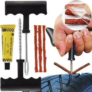 Planet Gates Car Tire Repair Tool Kit with Rubber Strips Tubeless Tyre Puncture Studding Plug Set Motorcycle Truck Vacuum Tire Repair Tool