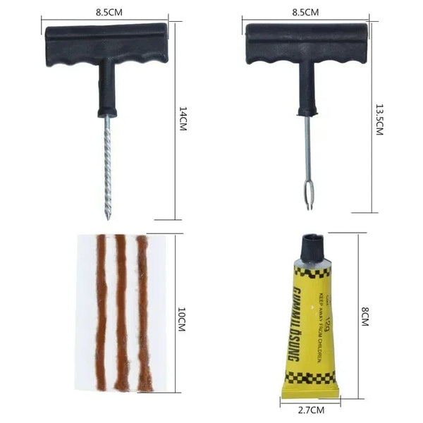 Planet Gates Car Tire Repair Tool Kit with Rubber Strips Tubeless Tyre Puncture Studding Plug Set Motorcycle Truck Vacuum Tire Repair Tool