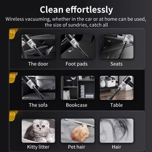 Planet Gates Car Vacuum Cleaner, Double Battery Large Capacity, Large Suction Power, Home And Car Dual-use, Wet And Dry, Portable And Compact