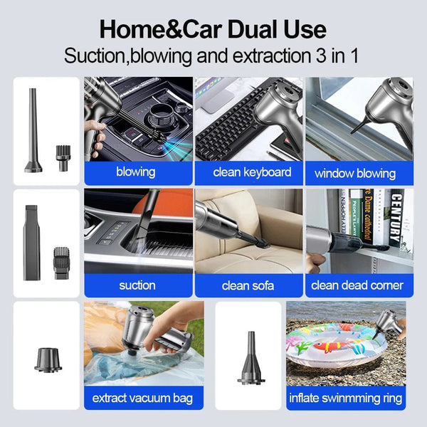 Planet Gates Car Vacuum Cleaner Portable Wireless Vacuum Cleaner 95000PA Strong Suction Handheld Vacuum Cleaner Powerful Blower for Car Home