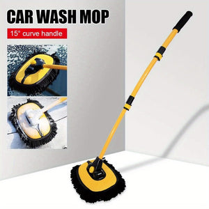 Planet Gates car wash brush 1pc Yellow Car Wash Brush Telescoping Long Handle Cleaning Chenille Mop Brushes Tool Kit Direct Installation Universal Fitment