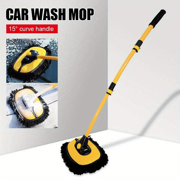 Planet Gates car wash brush 1pc Yellow Car Wash Brush Telescoping Long Handle Cleaning Chenille Mop Brushes Tool Kit Direct Installation Universal Fitment