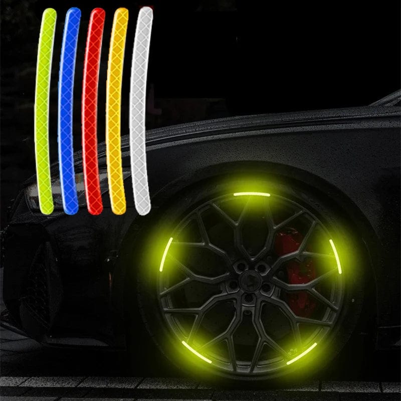 Planet Gates Car Wheel Hub Reflective Stripes Door Handle Safety Warning Sticker Car Rear Warning Tape Automobile Sticker Exterior Accessorie